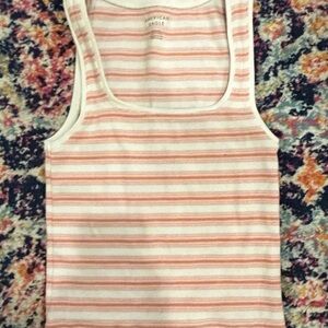 American Eagle Outfitters Peach and White Striped Top